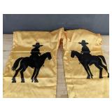 Cowboy Theme Yellow Satin Men's Short Sleeve Pant Suit - Size 3XL - Brand New