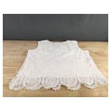 Women's White Lace Crochet Hollow Camisole Tank Top Size L - Brand New