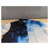 Blue and White Men's Button Down Short Sleeve Shirt and Short Set - Size M - Brand New