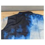 Blue and White Men's Button Down Short Sleeve Shirt and Short Set - Size M - Brand New