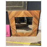 Parquet Wood Square Mirror & Pink 'Hello Beautiful' Sign *S