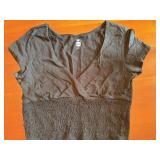 Brandy Melville Women's Blue Twist Top, Me to WE Women's Black Smocked Top, American Eagle White Eyelet Crop, Brown Women's Tie-Dye Tank Top *S