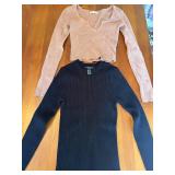 Forever 21 Black Ribbed Knit Women's Size Medium Sweater & L.A. Hearts Pink Cropped Knit Women's Size Small Top *S