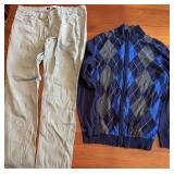 VIGOLD Women's Size 13-14/32 Pants & Cub Room Argyle Cardigan Sweater Size Men's Medium *S
