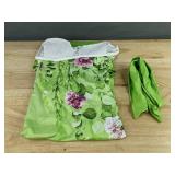 Women's Green Floral Short Sleeve Dress With Tie Tea-Length Size Medium - Brand New