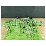 Women's Green Floral Short Sleeve Dress With Tie Tea-Length Size Medium - Brand New