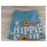 Women's Hippie Soul Floral Green Graphic T-shirt Size XL - Brand New