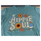Women's Hippie Soul Floral Green Graphic T-shirt Size XL - Brand New