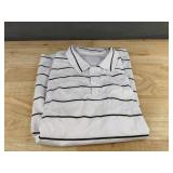 Collared Men's Long Sleeve White with Black Stripes Shirt Size Large - Brand New