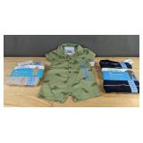 Carter's Zip-Up 1-Piece Jumpsuit, Fleece Footie Pajama, and Green Dino Romper Size 9 Month - Brand New