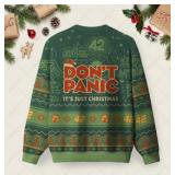 Red and Green Don't Panic It's Just Christmas Sweatshirt Unisex Size 3XL - Brand New