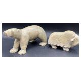 Hand Made Canadian Inuk Eskimo SoapStone Art Animals - Polar Bear,Yak , Loon and Whale