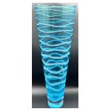 Beautiful Blue Handblown Glass Collection of Venetian Glass Vase 15.75', Striped Rose Bowl 6' H and Turkish Luster Glass Bowl 9' W