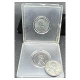 Collection of United States Coins-1936 Washington Quarter, 1943 Steel Pennies and 4 Indian Head Pennies