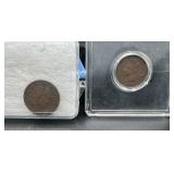 Collection of United States Coins-1936 Washington Quarter, 1943 Steel Pennies and 4 Indian Head Pennies