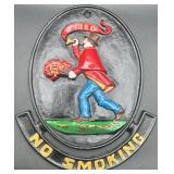 Vintage Cast Iron 'No Smoking' Wall Sign from Virginia Metalcrafters - Hand Cast & Hand Painted
