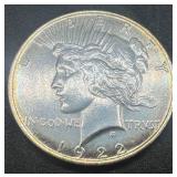 1922 Peace Silver Dollar -Uncirculated - 90% Silver