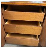 Broyhill Walnut Brasilia 9 Drawer Lowboy Dresser with Mirror
