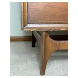Broyhill Walnut Brasilia 9 Drawer Lowboy Dresser with Mirror