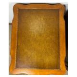 Pair of Vintage Hammary French Provincial Accent Side Tables with Inlayed Leather Top & Front Drawer