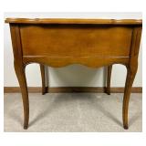 Pair of Vintage Hammary French Provincial Accent Side Tables with Inlayed Leather Top & Front Drawer