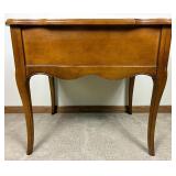 Pair of Vintage Hammary French Provincial Accent Side Tables with Inlayed Leather Top & Front Drawer