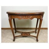 Antique Victorian-Era Parlor Table and French Style Kidney Shaped Accent Table