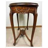 Antique Victorian-Era Parlor Table and French Style Kidney Shaped Accent Table