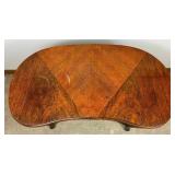 Antique Victorian-Era Parlor Table and French Style Kidney Shaped Accent Table