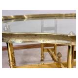 Vintage Scalloped Brass and Glass Coffe Table with Hoofed Feet