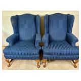 Pair of Ethan Allen Blue Wing Back Chairs