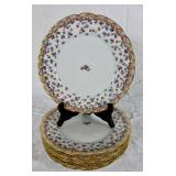 Jean Pouyat J.P.L. Fine Porcelain Plates and Teacup Set  from Limoges France -Late 19th Century