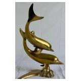 Vintage Brass Collection - Dolphin Sculpture and 6 Candleholders