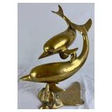 Vintage Brass Collection - Dolphin Sculpture and 6 Candleholders