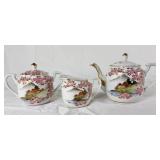 Hand Painted Japanese Sakura Cherry Blossoms with Landscape Design Tea Set