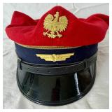 Vintage Cast Iron PKP Polish State Railwways Locomotive Plaque and Polish State Railways (PKP) Station Master's Cap