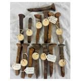 Bundle of 14 Vintage Railroad Spikes from Various Tracks in the US
