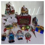 Handblown and Handpainted Glass Ornaments - 13 pieces