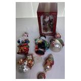 Handblown Santa and Snowmen Glass Ornaments - 6 Pieces