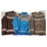 Three Handkitted Colorwork Sweaters - One XL & Two MED