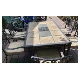 Heavy Duty Tile Table Top Patio Set with 6 Chairs, Cushions plus Cover
