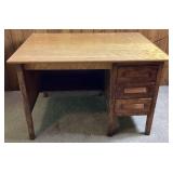 Solid Tiger Oak Vintage Desk with Slide Out Writing Board and 3 Dovetailed Drawers