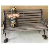 Front Door Décor - Wrought Iron Bench and Welcome Bear