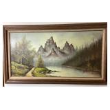 Original Vintage Framed and Signed Landscape Oil Painting - 31.5' x 55.5' x 2'