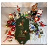 Vintage Christmas Collection - Contains Glad Yule Wall Hanging, 3 Shiny Brite Ornaments, 22 Vintage Ornaments, Sleigh Bell, Santa and Moose Figurine, and Scandanavian Santa