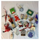 Vintage Christmas Collection - Contains Glad Yule Wall Hanging, 3 Shiny Brite Ornaments, 22 Vintage Ornaments, Sleigh Bell, Santa and Moose Figurine, and Scandanavian Santa