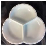 Vintage Milkglass Collection - Includes: Large Flower Vase, 2 Small Bud Vases, Sectioned Relish Dish, Small Plate, Juicer