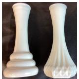 Vintage Milkglass Collection - Includes: Large Flower Vase, 2 Small Bud Vases, Sectioned Relish Dish, Small Plate, Juicer