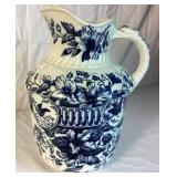 Blue Collection: 12'H Dover Emery Burslem Pottery - Made in England and 12'H Ceramic Decorative Watering Can - Sudi's Garden, Made in Portugal