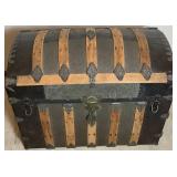 Antique Wood Trimmed Steamer Trunk - 20.5'D x 33.75'W x 25.25'H